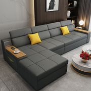 实木沙发床贵妃带转角，组合2023科技，布大小户型客厅多功能两用