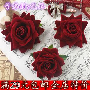 diy仿真工艺绒布玫瑰花头，花朵胸花帽子装饰花拍摄道具拱门花饰