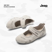 jeep小众运动玛丽珍凉鞋女2023夏季舒适软底百搭平底浅口单鞋