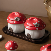 厨房盐调味罐套装调料盒，大容量家用商用高颜值陶瓷创意可爱蘑菇