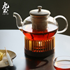 九土中式温茶蜡烛加热暖茶炉小丁炉，金属烛台保温烤茶提香果茶器具
