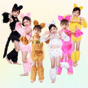 波斯猫表演服幼儿小猫咪舞蹈服装学猫叫跳舞衣儿童动物演出服