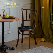 樱桃房间法式复古餐椅轻奢高级椅子家用中古风实木餐桌椅玫瑰刺绣
