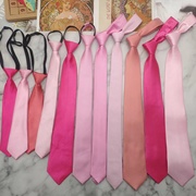 卡粉色橘粉色粉红色，浅粉荧光粉桃红色樱桃粉裸粉色，手打领带女免打