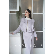 兰奕屋语|羊羔毛包裙套装，手缝双面呢lanyifair淡紫色水波纹