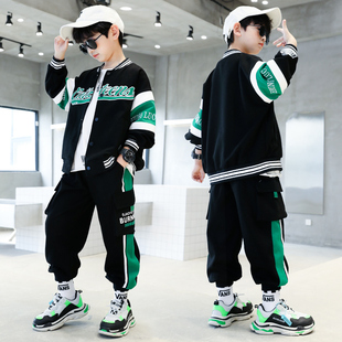 男童春秋装运动套装2024中大童洋气男孩秋季韩版棒球服两件套