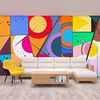 抽象艺术墙布北欧几何拼色涂鸦客厅电视背景墙壁纸ins风墙纸