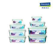 glasslock韩国钢化玻璃保鲜盒可微波炉加热饭盒，冰箱收纳盒套装