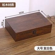 大号2022盒子桌面收纳盒带锁木质家用耐用文件储物木盒小箱子