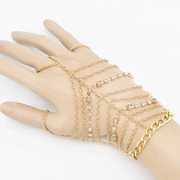 波西米亚风手链水钻链条戒指手链一体链个性时尚手背装饰品