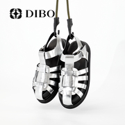 DIBO碲铂商场同款2024夏季复古亮钻编织罗马镂空凉鞋女猪笼鞋