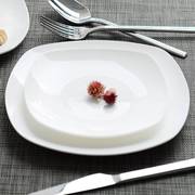 纯白色方盘方形盘子陶瓷西餐，盘菜盘凉菜碟，大号牛排餐具盘浅盘家用
