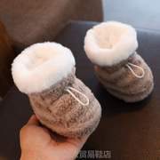 加厚秋冬季棉鞋软底3高筒，男女!加绒-羊羔绒鞋子新生保暖宝宝婴儿0
