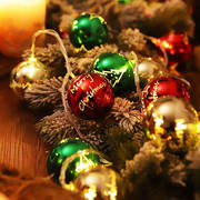 圣诞节装饰品小串灯商场酒吧圣诞树挂球吊顶吊球彩球亮光球电镀球