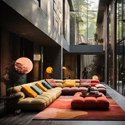 现代简约客厅布艺沙发组合高级感工业风彩色沙发全屋家具定制