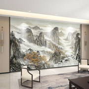 壁纸定制3D中式国画山水电视背景墙壁布客厅墙纸装饰影视墙布壁画