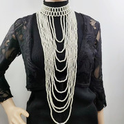 韩版珍珠假领子项链女百搭衬衫领多层吊坠，装饰围脖立领娃娃领