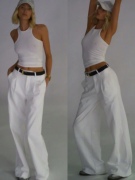 Elsahosk同款白色工字背心白色休闲裤女裤子2023年女装套装女