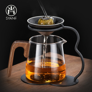 茶漏茶滤黑陶茶滤网一体，公道杯泡茶神器创意茶具配件茶叶过滤器