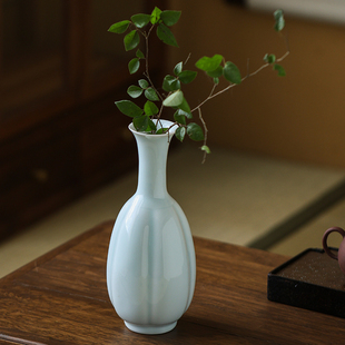 景德镇陶瓷器仿古影青瓷花瓶，现代简约插花干花，客厅家居装饰品摆件