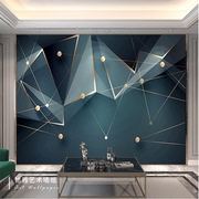 现代简约客厅沙发电视背景墙8D素色轻奢壁纸墙布金线几何创意壁画
