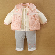 6一12个月0女婴儿衣服，秋冬装3外套款女宝宝，棉服袄分体三件套装季