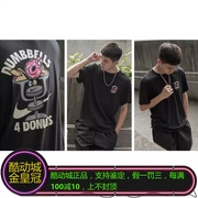 nike耐克男女情侣黑灰，甜甜圈重度训练q版涂鸦短袖t恤潮fd0139
