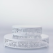 欧式白色金属铁艺蛋糕盘 欧式古典简易西点架子 复古铁艺点心架