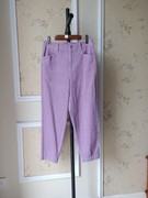 蒂yan 撤柜品牌折扣女装冬季薰衣紫色休闲时尚灯芯绒裤子