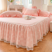 韩版公主床罩床裙式单件蕾丝花边床单保护套，1.8x2.0x2.2m床套夏天
