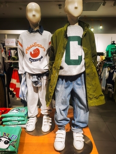 hm购韩版童装男童军绿色，宽松立领派克大衣，风衣男童1198704