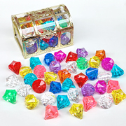 儿童宝石玩具水晶女孩公主，七彩亚克力塑料钻石玩具手提包首饰女童