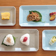 日本进口波佐見焼手绘飞鸟和风八角皿方形碟子日式料理盘酱汁瓶