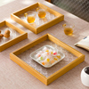 竹质餐盘酒店早餐托盘，家用长方形放茶具，水杯子茶盘餐厅客厅水果盘