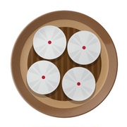 中国美食包子食物图案陶瓷，餐盘子8寸月光盘餐具家居礼物