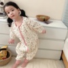 韩系女孩A类棉高级睡袋宝宝四季通用防踢被儿童泡泡纱家居服睡衣