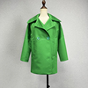品牌折扣绿色九分袖风衣女春秋修身直筒型西装领双排扣插肩袖外套