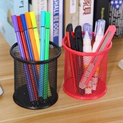 创意圆形网格金属笔筒可爱铁质方形笔筒学生文具桌面办公收纳笔筒