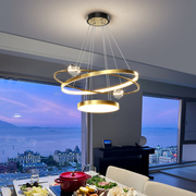 餐厅吊灯现代简约轻奢水晶圆形饭厅灯年北欧餐桌三头灯具