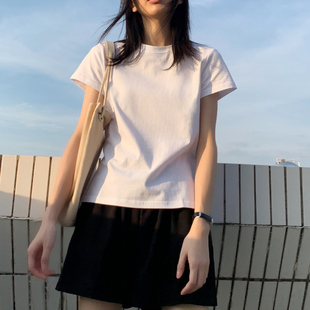短袖t恤女修身圆领夏装2022韩版半袖体恤内搭白色打底衫上衣
