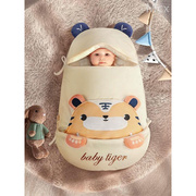 婴儿睡袋新生儿抱被秋冬季加厚防踢被宝宝初生，用品防惊跳纯棉包被