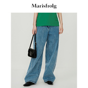 蛋型裤系列玛丝菲尔夏季蛋型设计做旧休闲牛仔裤长裤