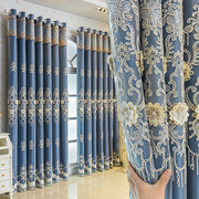 定制双层加厚浮雕窗帘全遮光高档蕾丝双层布纱一体，成品客厅卧室