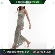 香港直邮潮奢 Topshop 女士 针织长款奶油色沙滩连衣裙(卡其色)