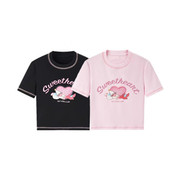 商场同款甜美粉色短袖T恤2023夏季女装短款小上衣C1CND2E01