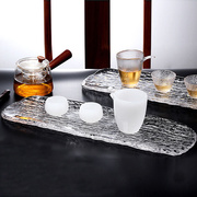水晶玻璃大茶盘茶壶承托透明茶台托盘茶具茶器装饰台干泡台单层