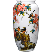 景德镇陶瓷器名家手绘花鸟花瓶，中式家居客厅电视柜，插花装饰品摆件