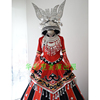 女士盛装彝族苗族壮族红色大摆裙56个少数民族独唱走秀民族服装