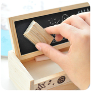 刘创意(刘创意)可爱铅笔盒多功能木制diy小黑板抽屉文具盒学生木质收纳盒