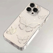 高级银线条蝴蝶适用iphone13pro手机壳苹果1514promax硅胶1112透明vivoy52s全包opporeno8华为荣耀50保护套
